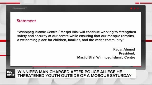 Winnipeg man charged in mosque incident
