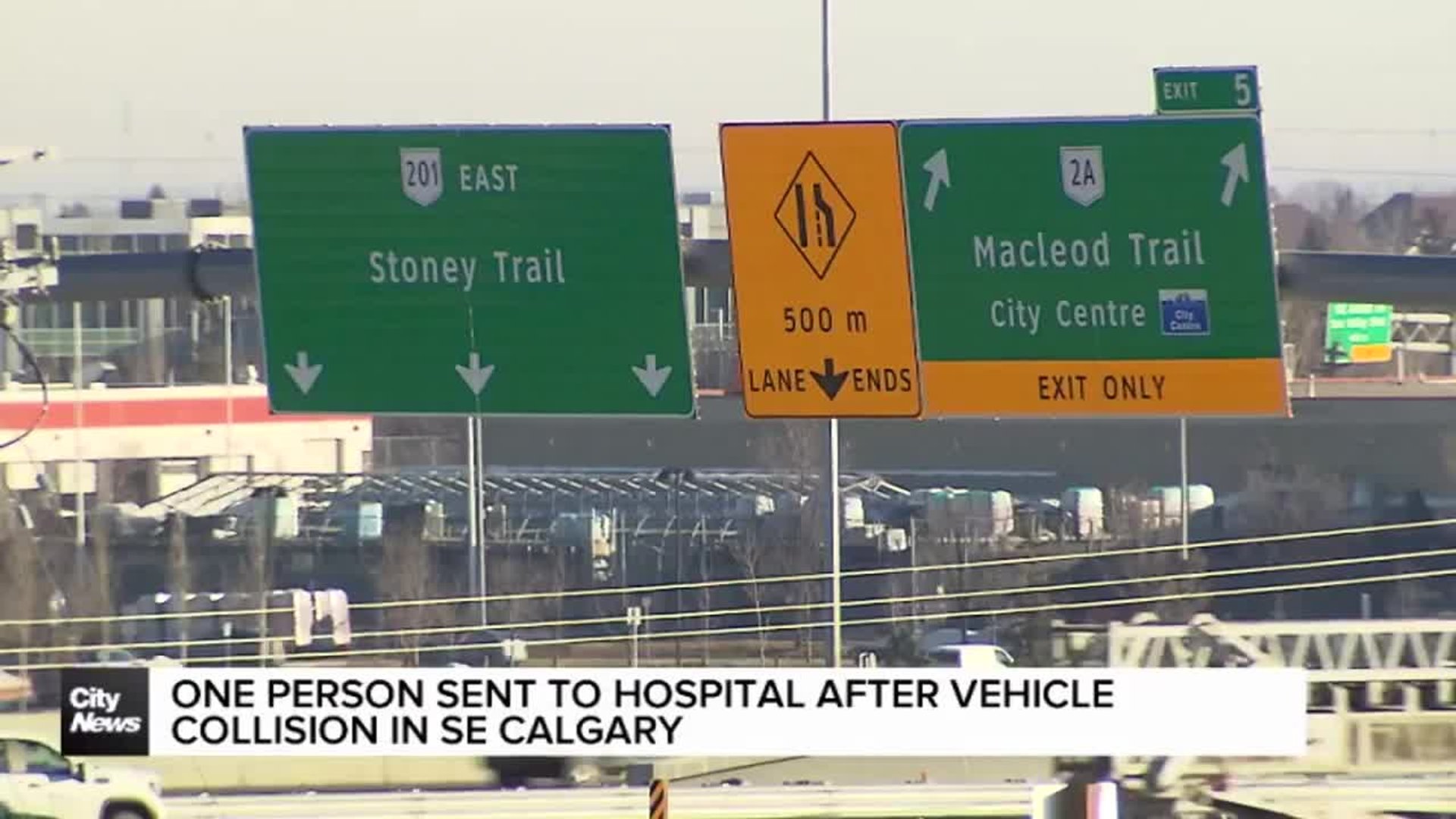 One person sent to hospital after vehicle collision in SE Calgary