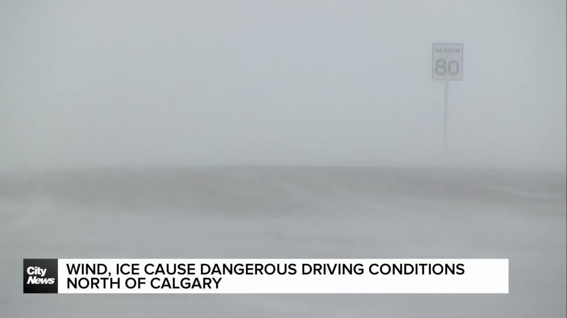 Wind, ice cause dangerous driving conditions north of Calgary