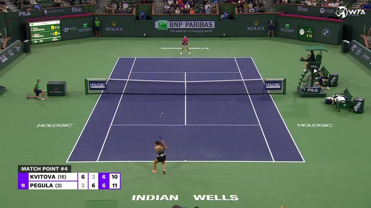 WTA Round Of 16: Kvitova Survives Epic with Pegula,Gauff Claws Past  Peterson - BNP Paribas Open