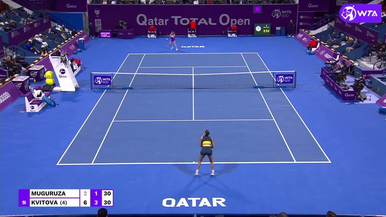 Kvitova routs Muguruza to win second Doha title