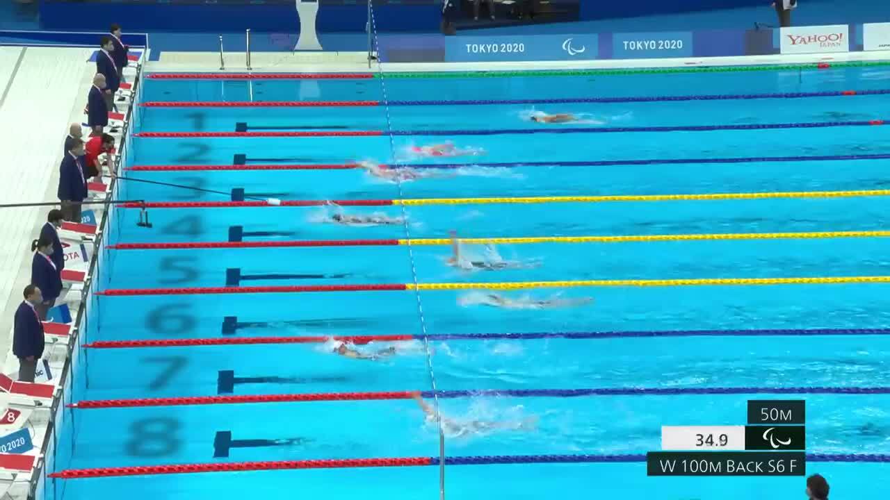 Elizabeth Marks Sets World Record, Wins Gold in the Women's 100-Meter Backstroke S6 Finals | Para Swimming | Tokyo 2020