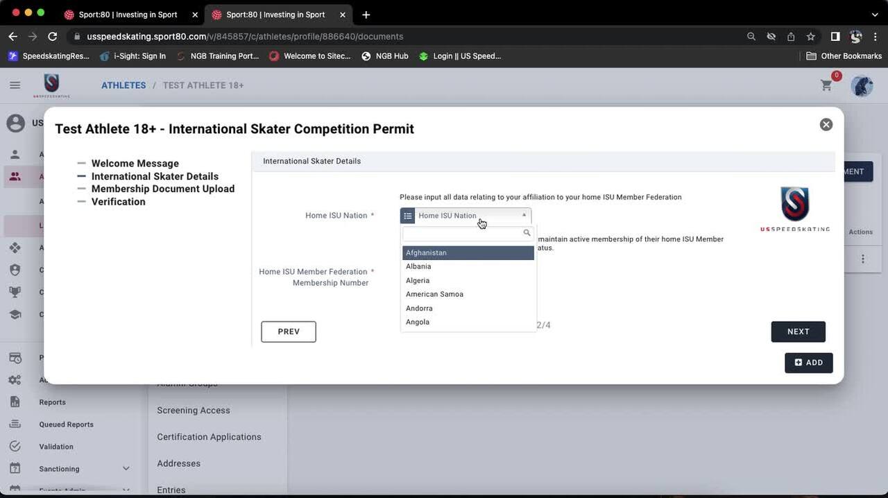 International Skater Competition Permit