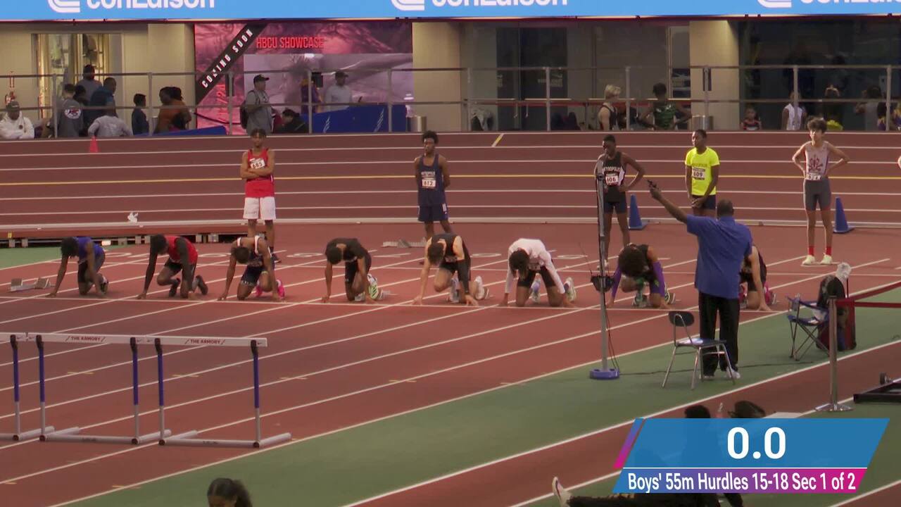 Armory Metro Eagles Invitational - Videos - Boys 55m Hurdles Final Section  1 15-18 - Armory Metro Eagles Invitational 2023