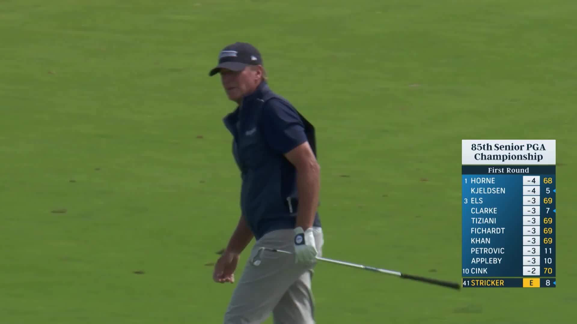 Steve Stricker hunts flagstick with second and makes birdie at Senior PGA