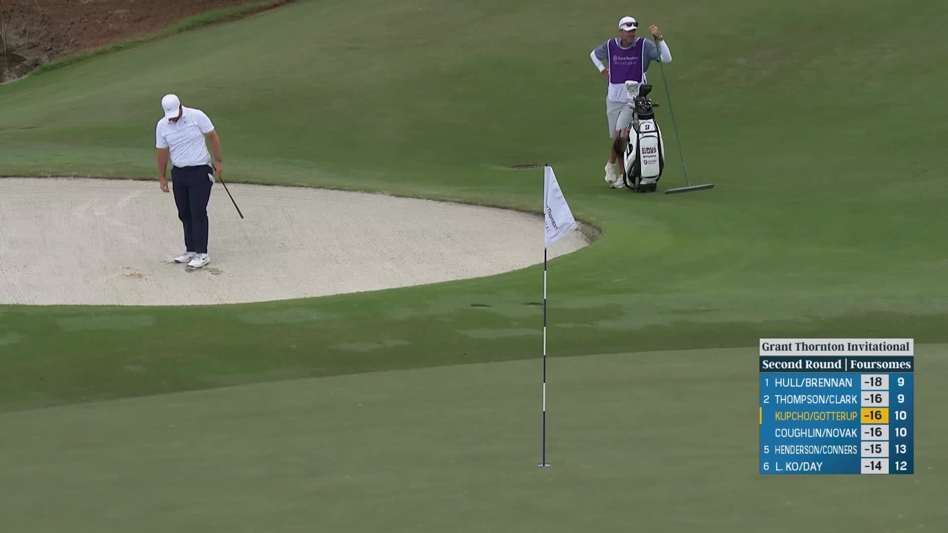 Chris Gotterup holes out from bunker for birdie at Grant Thornton