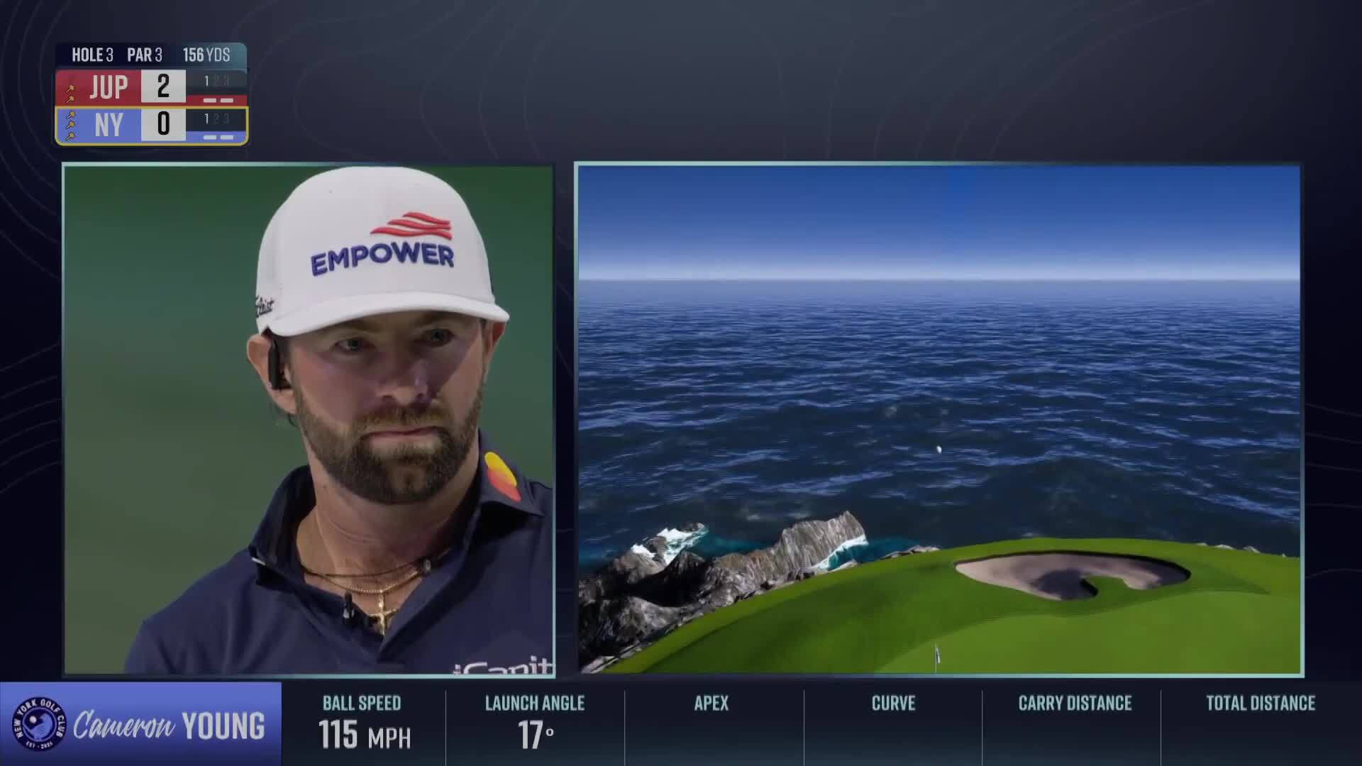 Cameron Young throws a dart for New York at TGL