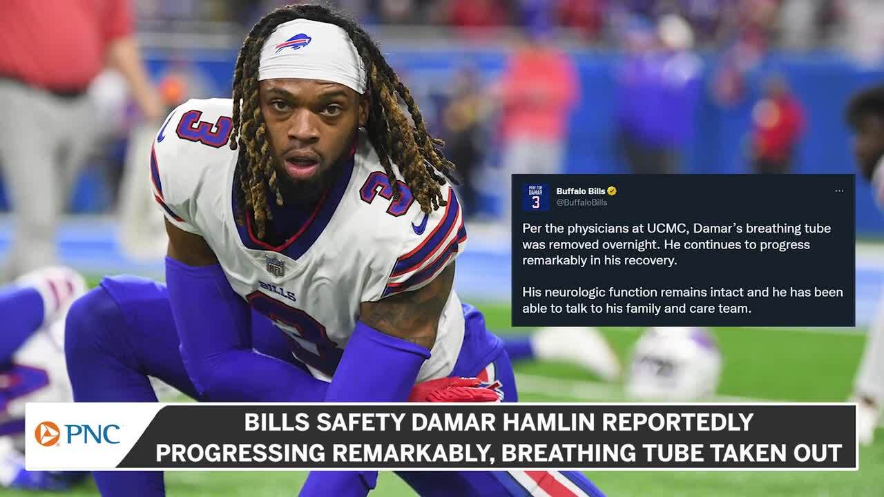 Damar Hamlin progressing 'remarkably' and speaks to Buffalo Bills teammates, NFL