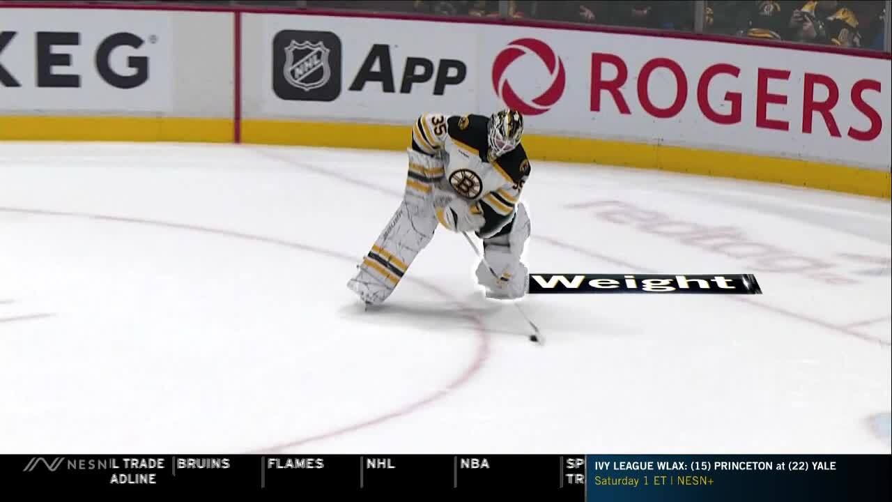 Video: Bruins goalie Linus Ullmark scores goal