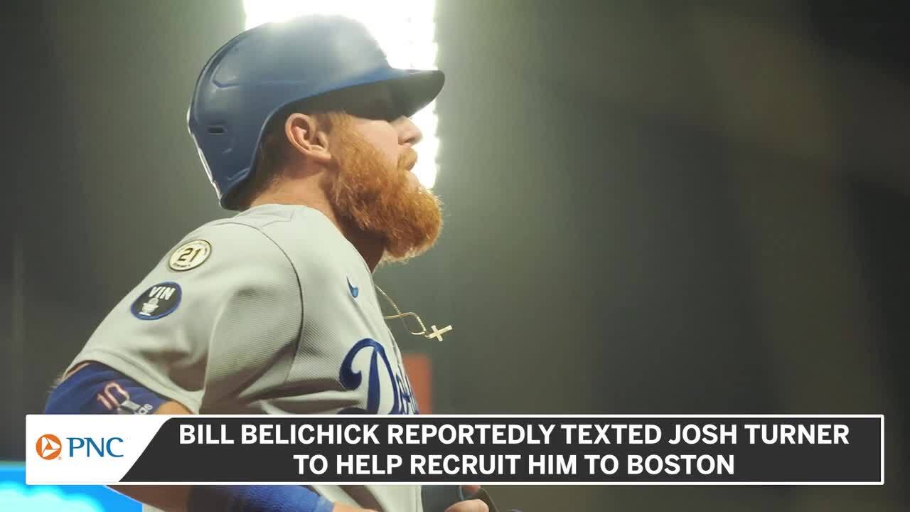 Justin Turner on text from Bill Belichick, Boston Red Sox, Bill Belichick, Justin  Turner, New England