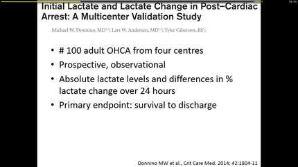 Lactate as a predictor of outcome.