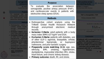Semaglutide is associated with lower rates of cardiovascular outcomes and death than positive airway pressure in patients with overweight/obesity and sleep apnea: a propensity score matching study.