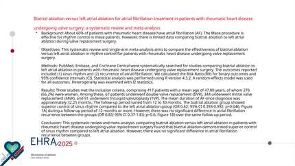 Biatrial ablation versus left atrial ablation for atrial fibrillation treatment in patients with rheumatic heart disease undergoing valve surgery: a systematic review and meta-analysis
