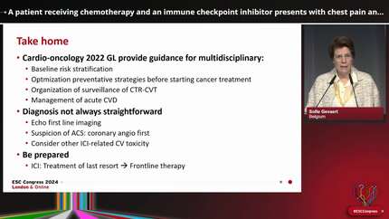 Guidelines in Practice: chest pain and dyspnoea in a patient actively treated for cancer