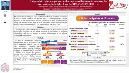 Antiplatelet regimen in patients with drug-coated balloons for coronary in-stent restenosis: insights from the REC-CAGEFREE II trial
