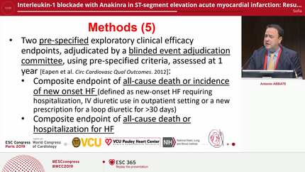 Interleukin-1 blockade with Anakinra in ST-segment elevation acute myocardial infarction: Results from the VCUART3 study