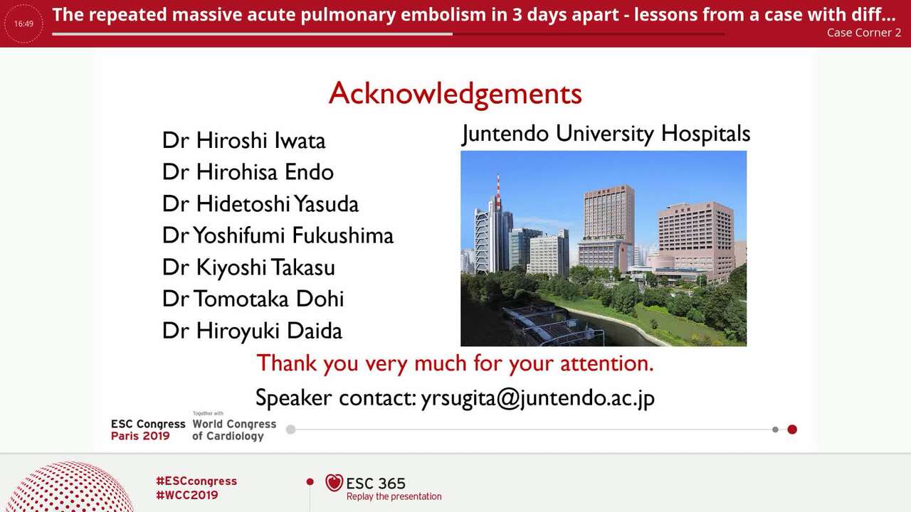 The repeated massive acute pulmonary embolism in 3 days apart - lessons from a case with diffuse large B-cell lymphoma-associated venous thromboembolism which was  appropriately treated in accordance with guidelines.