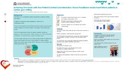 Achieving two goals with one patient centred interaction: nurse practitioner review of heart failure patients in cardiac gym setting
