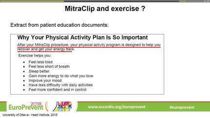 Cardiac rehabilitation for patients after Mitraclip.