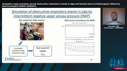 Sympatho-vagal activation during obstructive respiratory events in pigs and blunted atrial arrhythmogenic effects by pharmacological IKACh-inhibition.