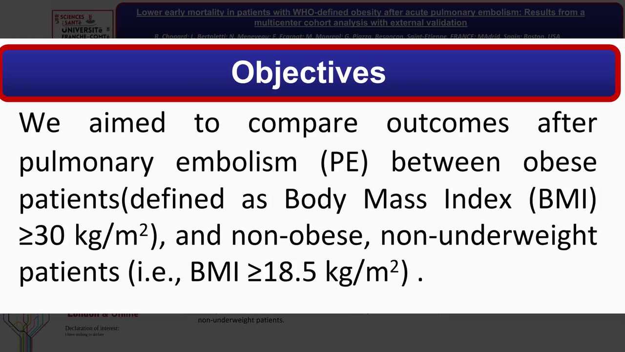 Lower early mortality after acute pulmonary embolism in patients with WHO-defined obesity: results from a post-hoc cohort analysis with external validation