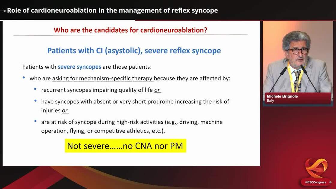 ESC 365 Role of cardioneuroablation in the management of reflex