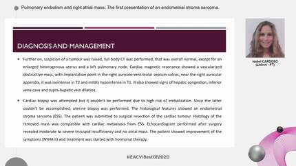 Pulmonary embolism and right atrial mass: The first presentation of an endometrial stroma sarcoma.