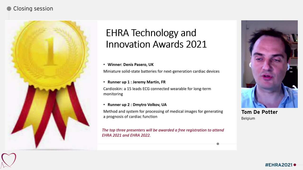 Results of the e-Cardiology awards, EHRA Technology and Innovation and the ECG Competition