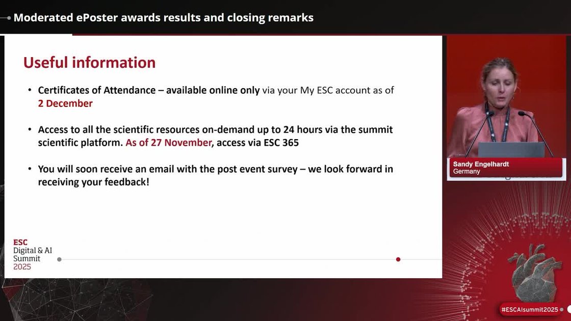 ESC 365 - Moderated ePoster awards results and closing remarks