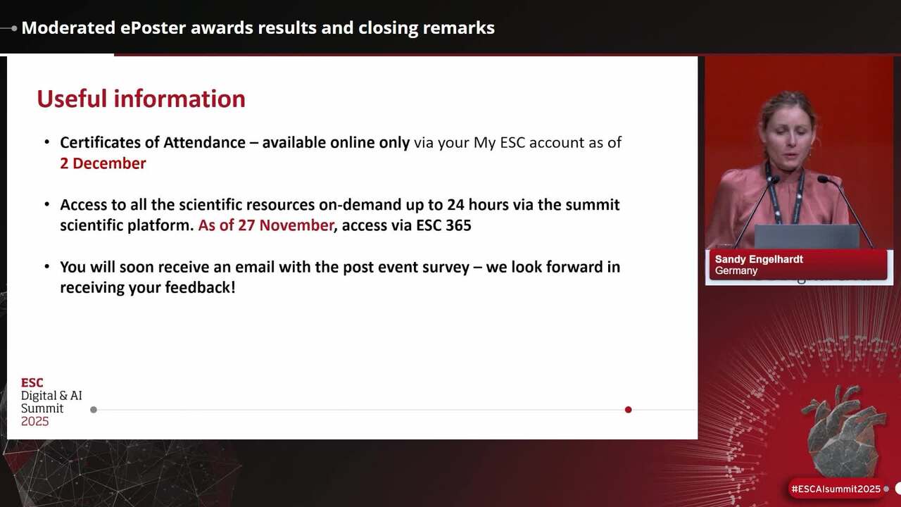 Moderated ePoster awards results and closing remarks
