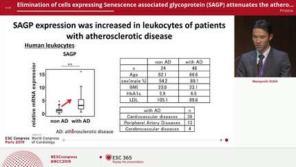 Elimination of cells expressing Senescence associated glycoprotein (SAGP) attenuates the atherosclerotic diseases