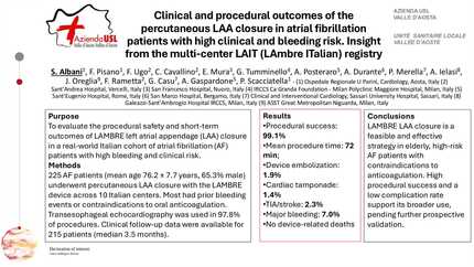 Clinical and procedural outcomes of the percutaneous LAA closure in atrial fibrillation patients with high clinical and bleeding risk. Insight from the multi-center LAIT (LAmbre ITalian) registry