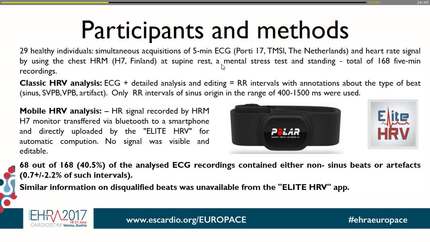 Heart Rate Variability by mobile app 'ELITE HRV' is not the same as computed from an ECG