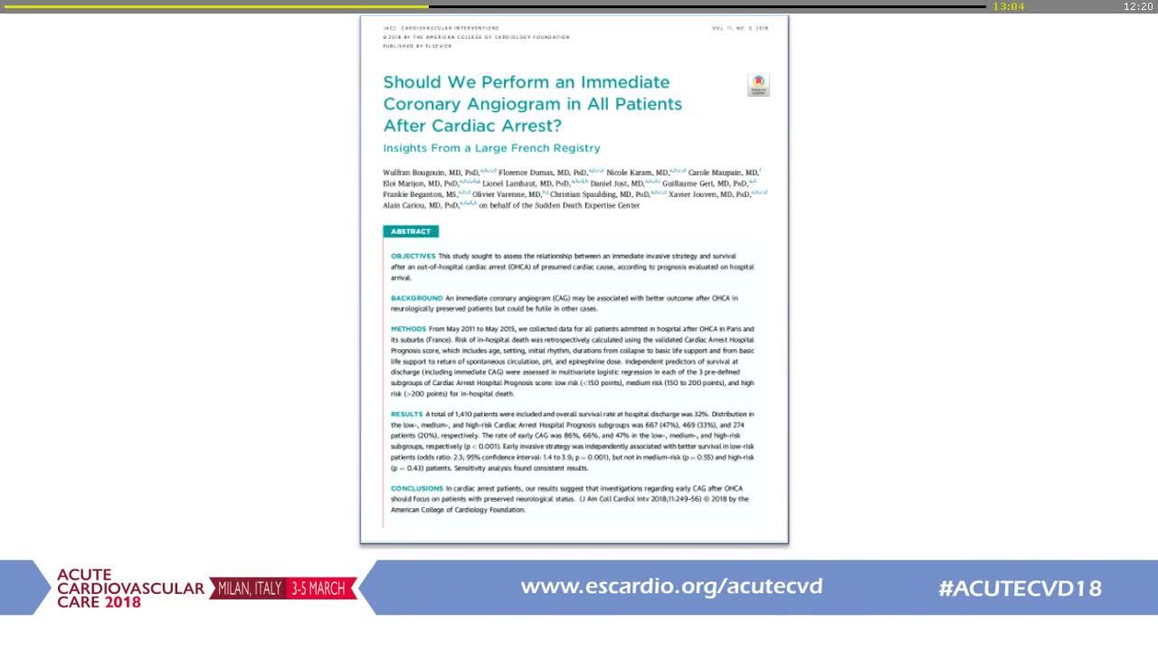 In-hospital handling of the out of hospital cardiac arrest patient 2018.