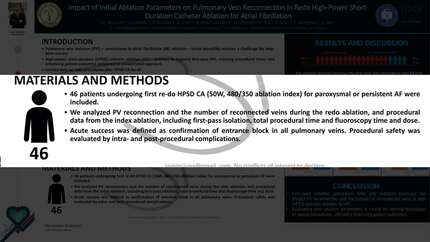Impact of initial ablation parameters on pulmonary vein reconnection in redo high-power short-duration catheter ablation for atrial fibrillation