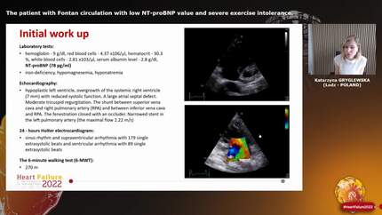 The patient with Fontan circulation with low NT-proBNP value and severe exercise intolerance.