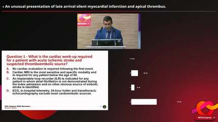 An unusual presentation of late arrival silent myocardial infarction and apical thrombus.