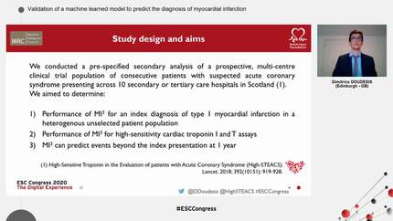 Validation of a machine learned model to predict the diagnosis of myocardial infarction