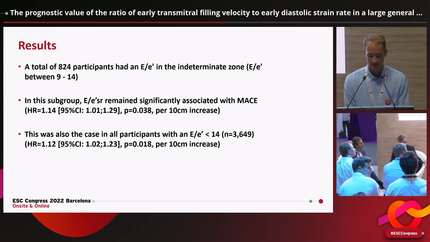 The prognostic value of the ratio of early transmitral filling velocity to early diastolic strain rate in a large general population cohort