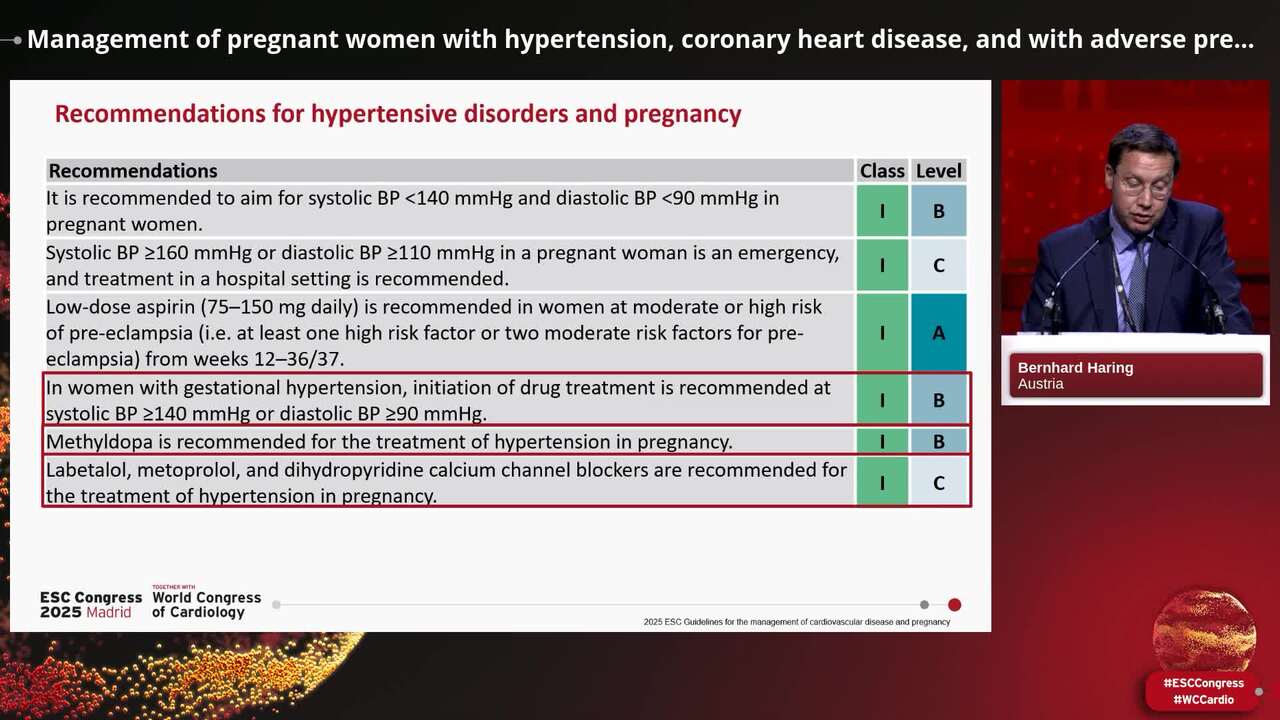 Management of pregnant women with hypertension, coronary heart disease, and with adverse pregnancy outcome