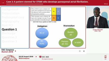 Case 2: A patient stented for STEMI who develops paroxysmal atrial fibrillation.