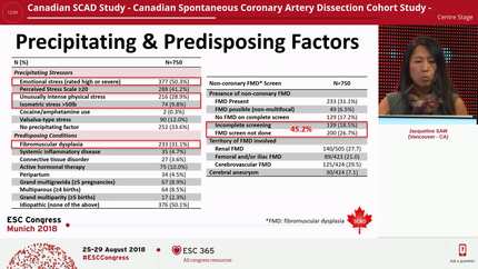 Canadian SCAD Study - Canadian Spontaneous Coronary Artery Dissection Cohort Study -  
