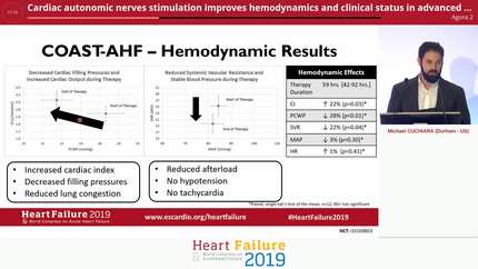 Cardiac autonomic nerves stimulation improves hemodynamics and clinical status in advanced heart failure patients