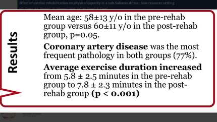 Effect of cardiac rehabilitation on physical capacity in a Sub-Saharan African low resource setting