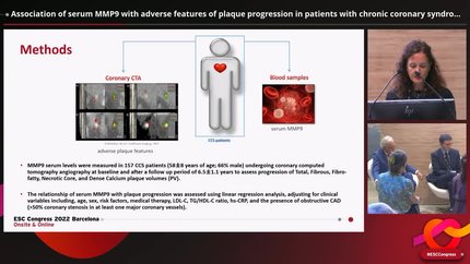 Association of serum MMP9 with adverse features of plaque progression in patients with chronic coronary syndrome (CCS). 