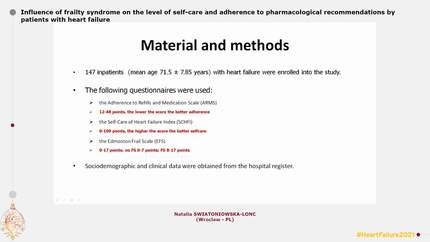 Influence of frailty syndrome on the level of self-care and adherence to pharmacological recommendations by patients with heart failure