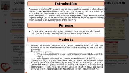 Comparison of conventional and high sensitive cardiac troponin in pulmonary embolism risk assessement