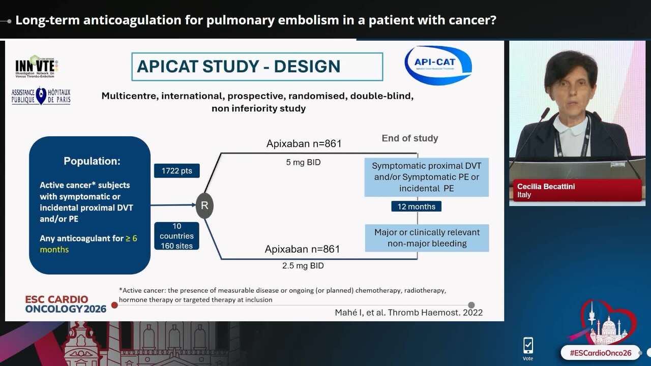 Long-term anticoagulation for pulmonary embolism in a patient with cancer?
