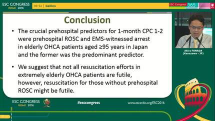 Prognostic impact of prehospital return of spontaneous circulation on favourable neurological outcomes after out-of-hospital cardiac arrest in elderly patients aged 95 years and older