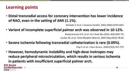 Thumb necrosis after distal transradial coronary intervention in patient with incomplete superficial palmar arch presenting with out-of-hospital cardiac arrest